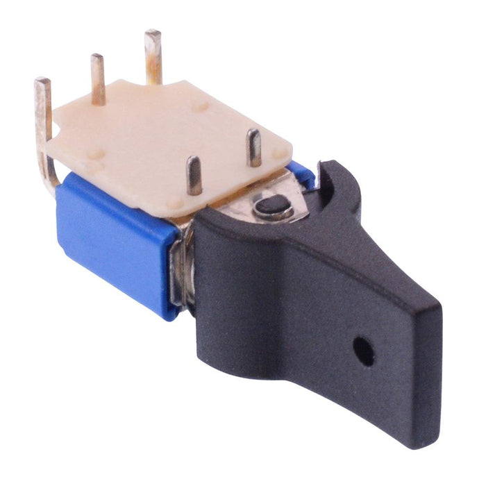 7932WA Black Paddle On-(On) Momentary Right Angle PCB Rocker Switch SPDT 4A 30VDC