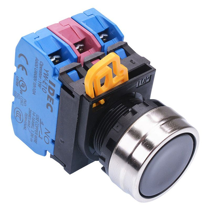 YW4B-A1E21B Black 22mm Metal Bezel Maintained Push Button Switch 2NO-1NC IP65 IDEC