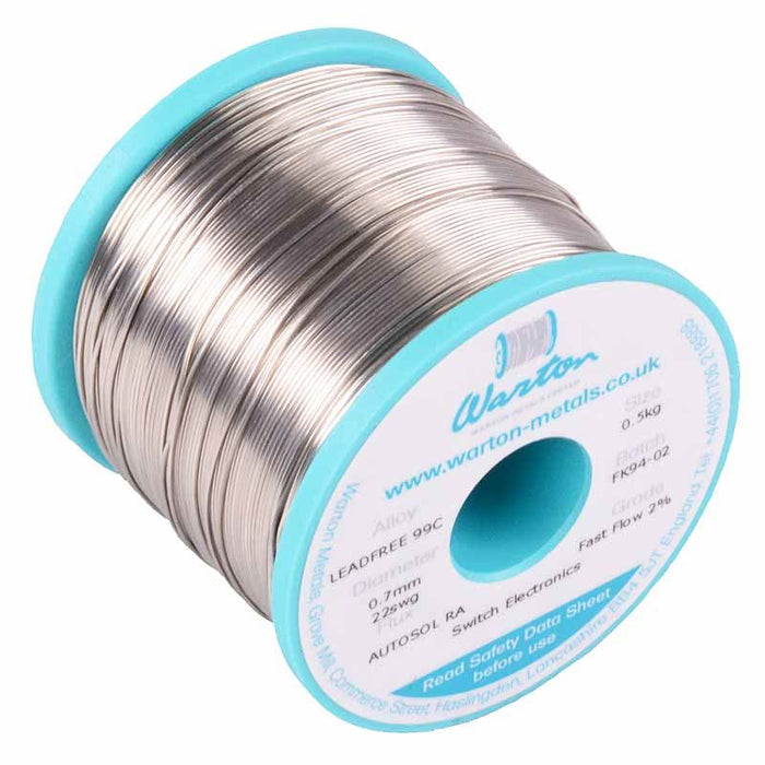 0.7mm Autosol RA 99C Fast Flow 2% Solder Wire 500g Warton Metals
