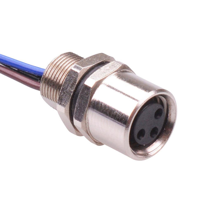 3 Way M8 Prewired Female Front Mounting Receptacle Circular Connector IP67 3A