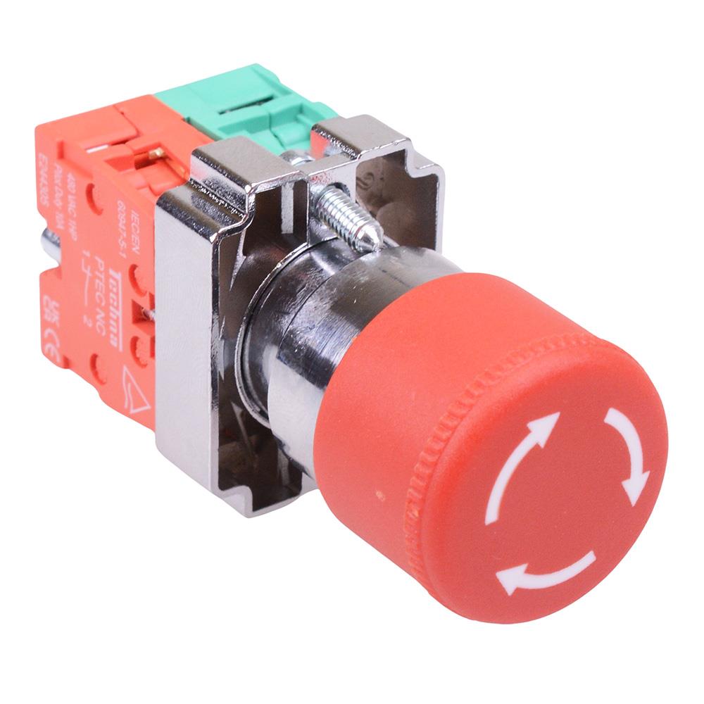 Techna PtecMetMushT30 30mm Emergency Stop Button Switch Metal 10A 1NO ...