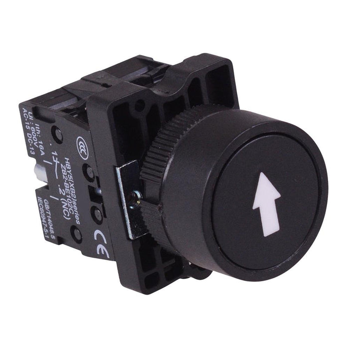 Black Momentary 22mm Push Button Switch White Arrow NO/NC