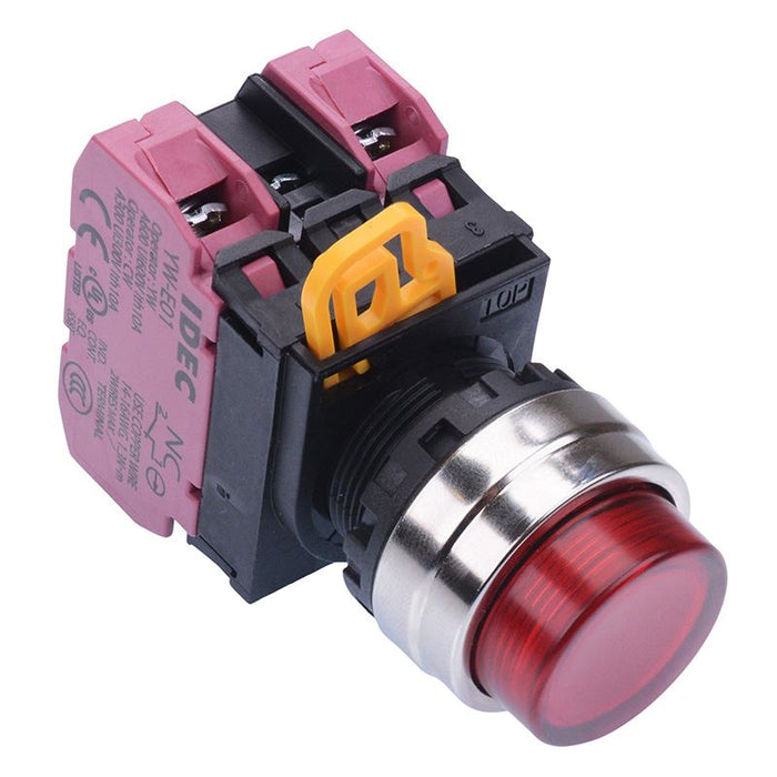 YW4L-M2E02Q3R Red 12V illuminated 22mm Metal Bezel Momentary Push Button Switch 2NC IP65 IDEC
