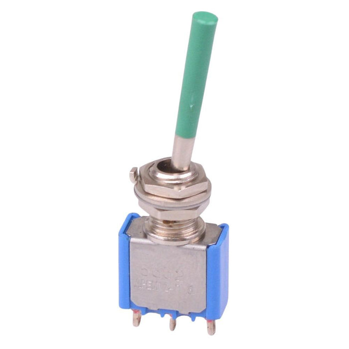 5632AB-21+U643 APEM Green Long Lever On-(On) Momentary Miniature Toggle Switch SPDT