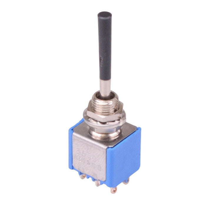5649AB-21+U642 APEM Black Long Lever On-Off-On Miniature Toggle Switch DPDT