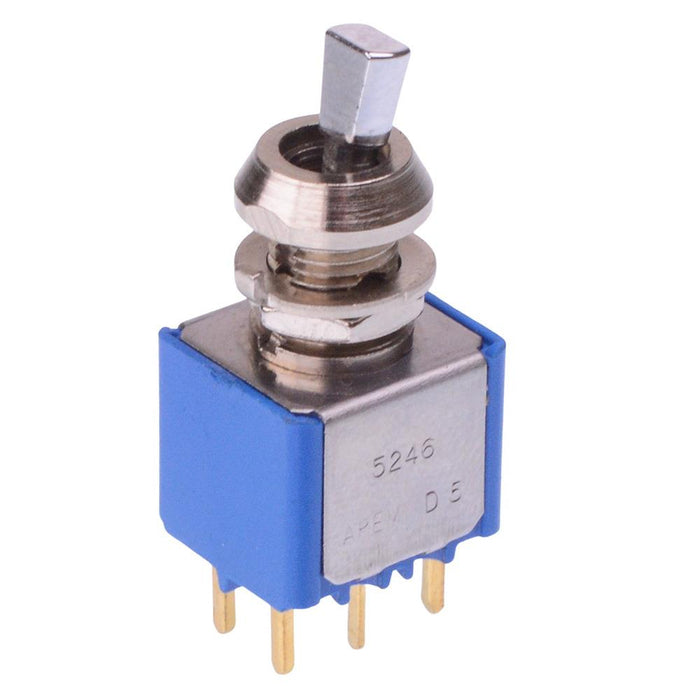 5246CD12+U500 APEM On-On 6.35mm Miniature Toggle Switch DPDT