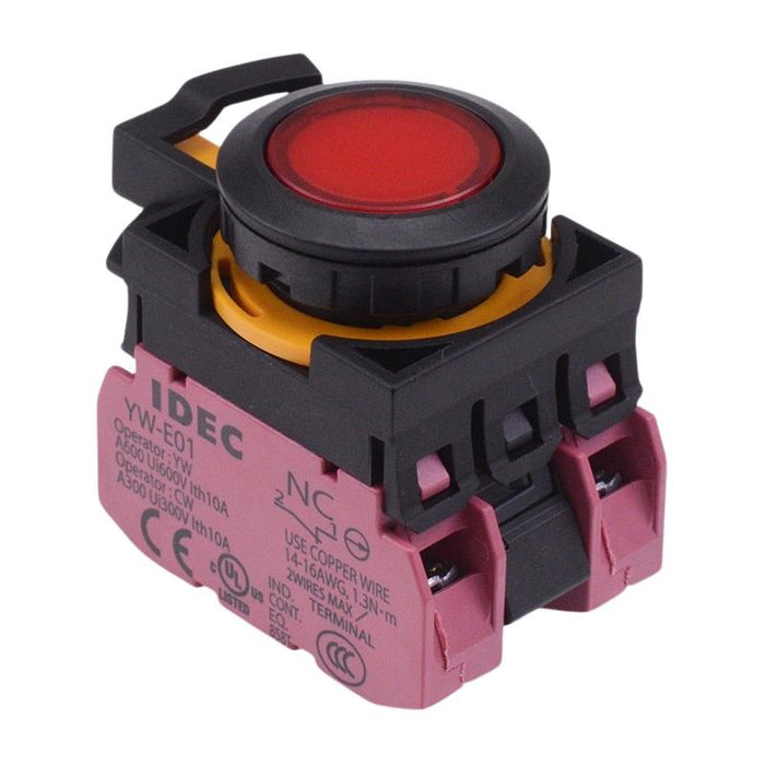 CW1L-M1E02Q3R Red 12V illuminated Momentary Push Button Switch 2NC IP65 IDEC
