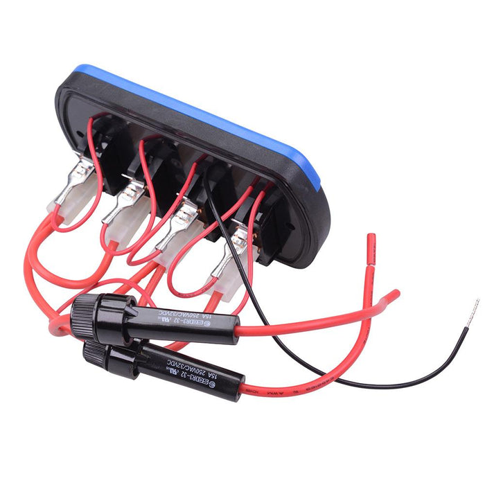 4 Way Waterproof Sealed On-Off Rocker Switch Panel 12-24VDC IP66
