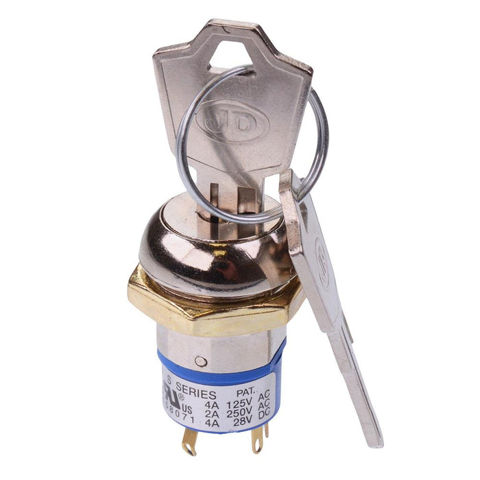 Off-On-On 3 Way 19mm Key Switch SPDT 4A APEM