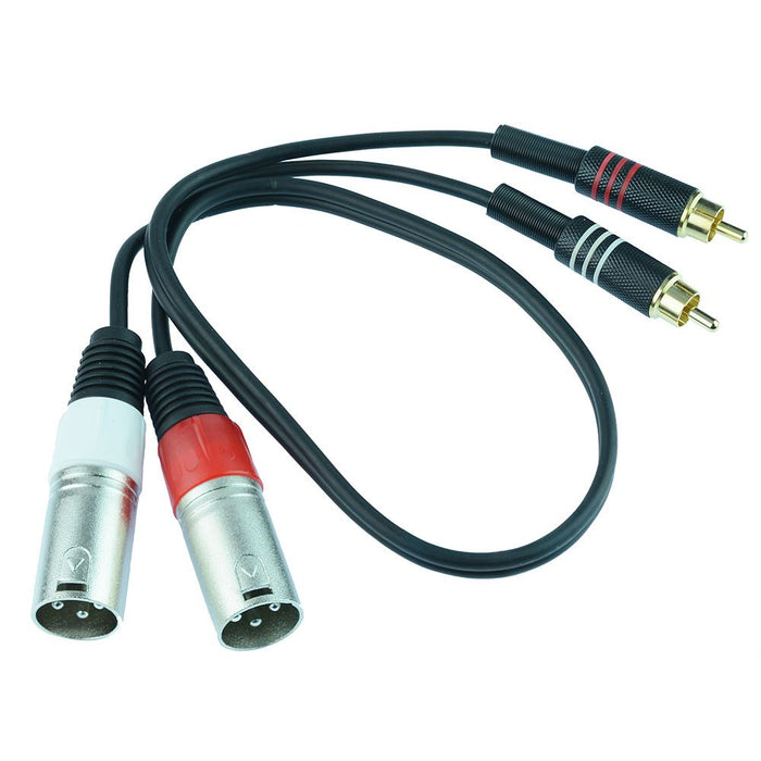 50cm 2 x RCA Male Plug Jack to 2 x XLR Male Plug Lead