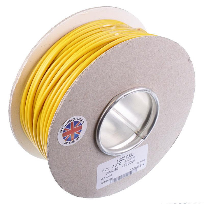 Yellow 2mm Cable 28/0.30mm 50M Reel