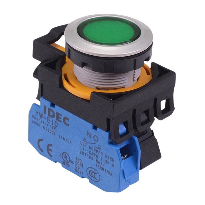 CW4L-M1E10Q4G Green 24V illuminated Metallic Momentary Push Button Switch 1NO IP65 IDEC