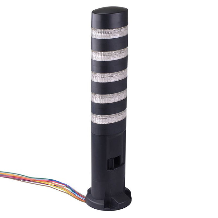 LD6A-5DZQB-RYSGWC Red/Yellow/Blue/Green/White Clear Lens Stack Light LED Tower with Sounder & Flasher Direct Mount 24VAC/DC IDEC