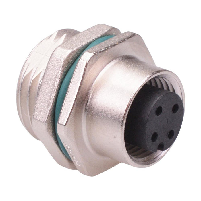 4 Way M12 Female Front Mounting Receptacle Circular Connector IP68 4A 250V