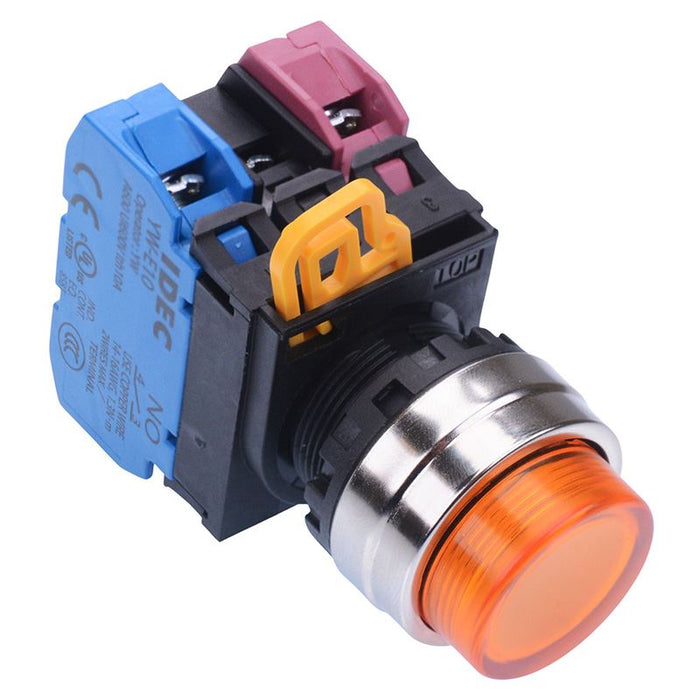 YW4L-M2E11Q3A Amber 12V illuminated 22mm Metal Bezel Momentary Push Button Switch 1NO-1NC IP65 IDEC