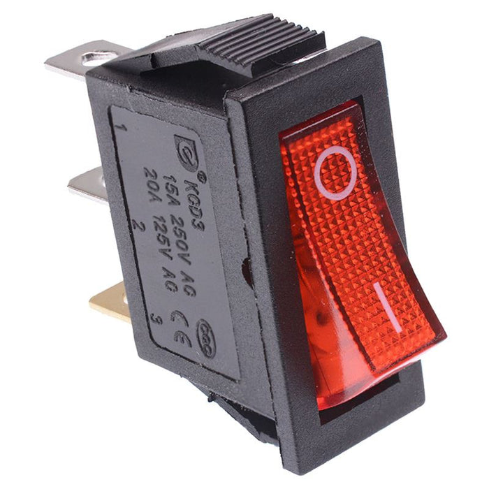 Red On-Off illuminated Rectangle Rocker Switch SPST 230V — Switch ...