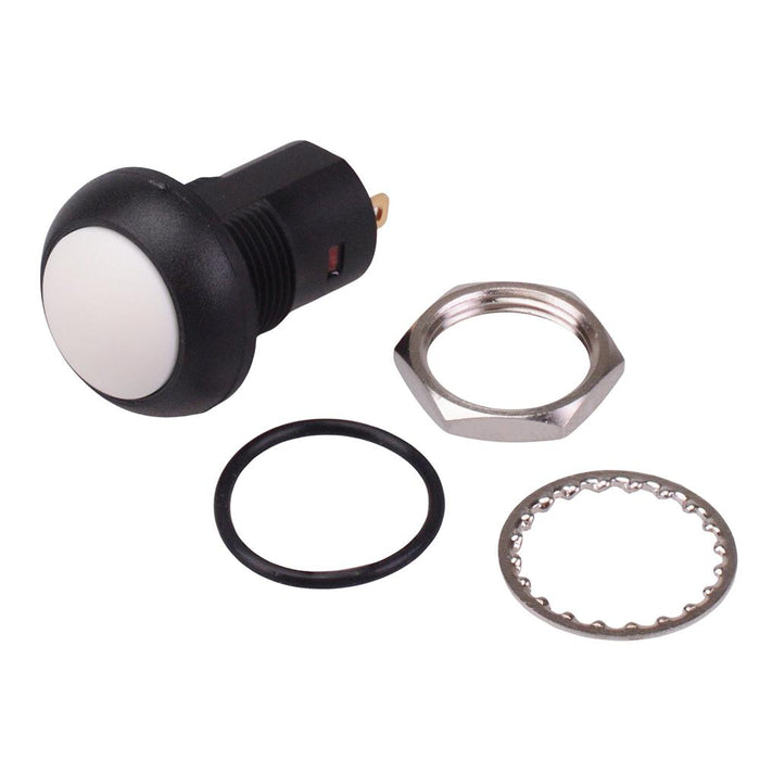 White On-Off Latching 12mm Round Push Button Switch SPST IP67