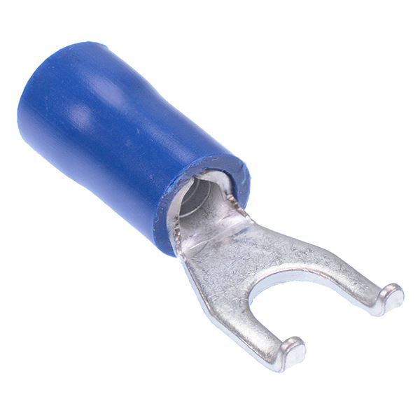 Blue 4.3mm Insulated Flanged Fork Crimp Terminal (Pack of 100)
