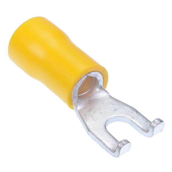 Yellow 3.7mm Insulated Flanged Fork Crimp Terminal (Pack of 100)