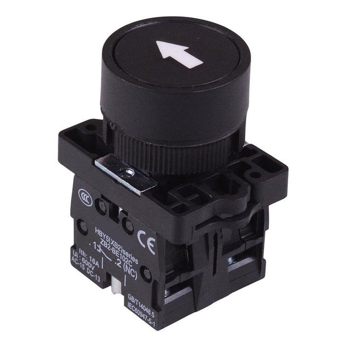 Black Momentary 22mm Push Button Switch White Arrow NO/NC