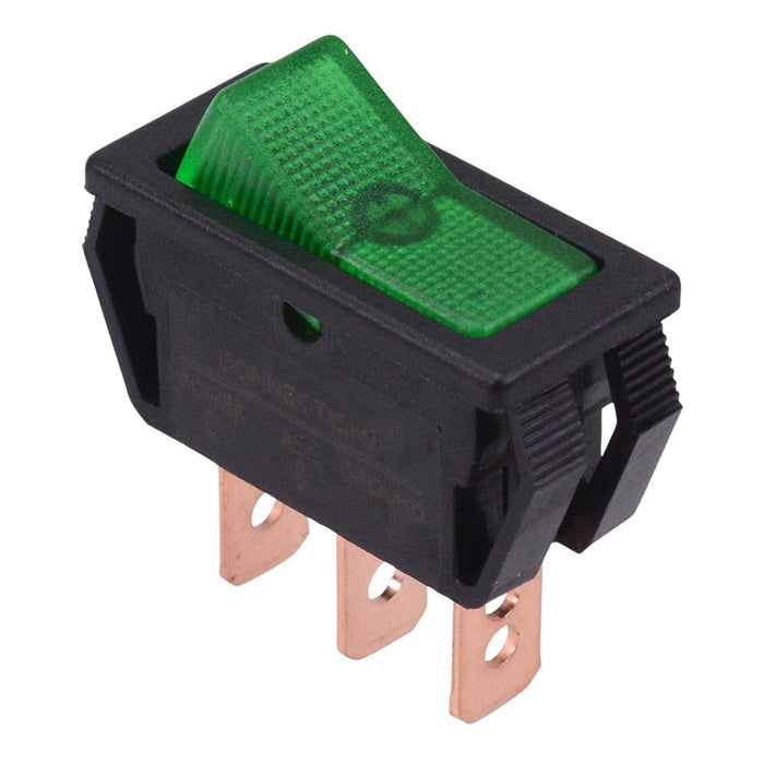 Green 12V illuminated On-Off Rectangle Rocker Switch SPST 20A R13-249B-01