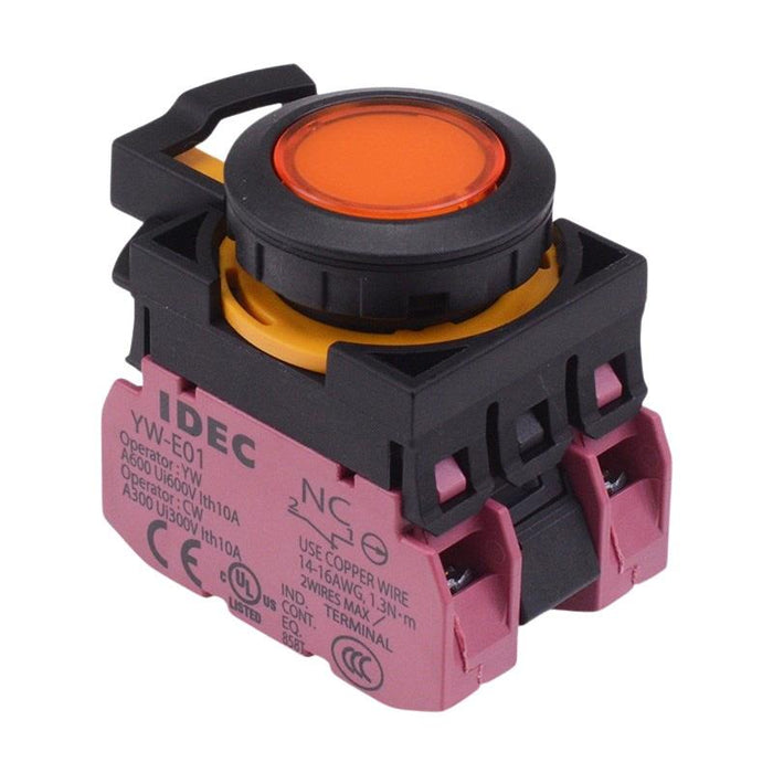 CW1L-M1E02Q4A Amber 24V illuminated Momentary Push Button Switch 2NC IP65 IDEC