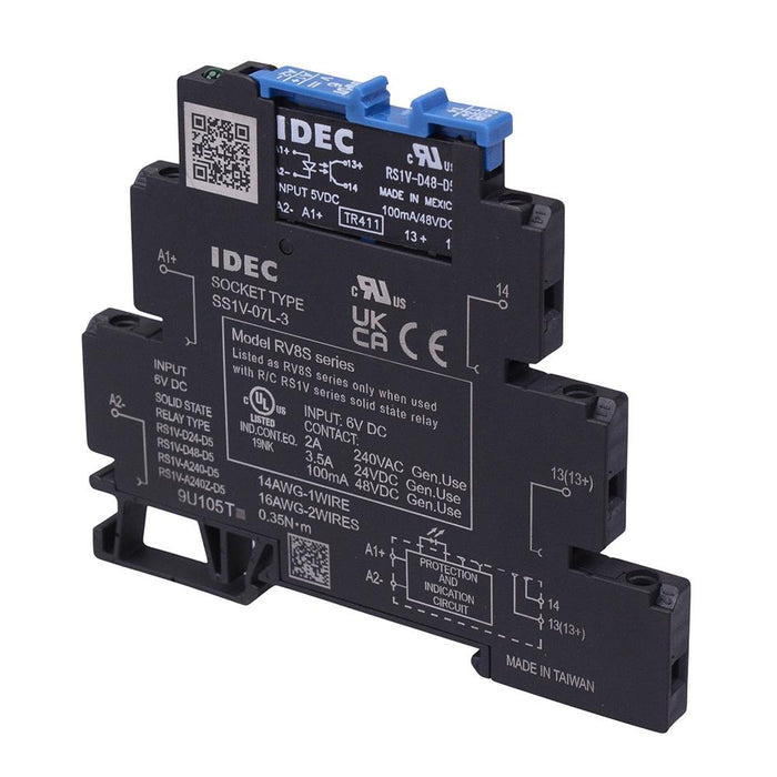 RV8S-L-D48-D6 DIN Mount 48VDC 6mm Slim Interface Solid State Relay SPDT IDEC
