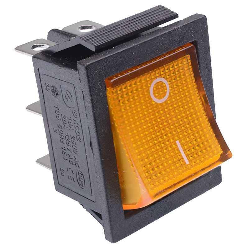 Yellow illuminated On-On Rectangle Rocker Switch 220V DPDT — Switch ...