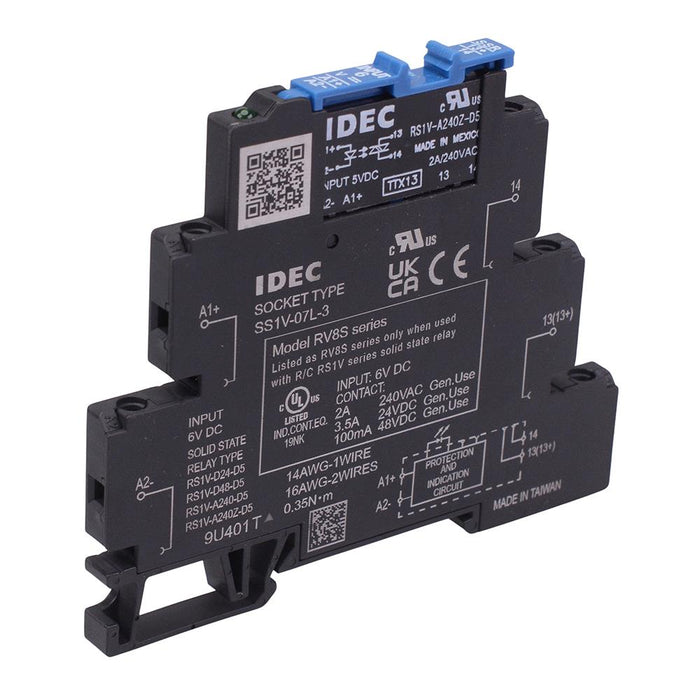 RV8S-L-A240Z-D6 DIN Mount 240VAC 6mm Slim Interface Solid State Relay SPDT IDEC