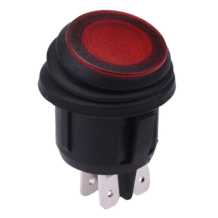 Red 230V illuminated Waterproof On-Off 20mm Round Rocker Switch DPST 10A R13-244B8-02