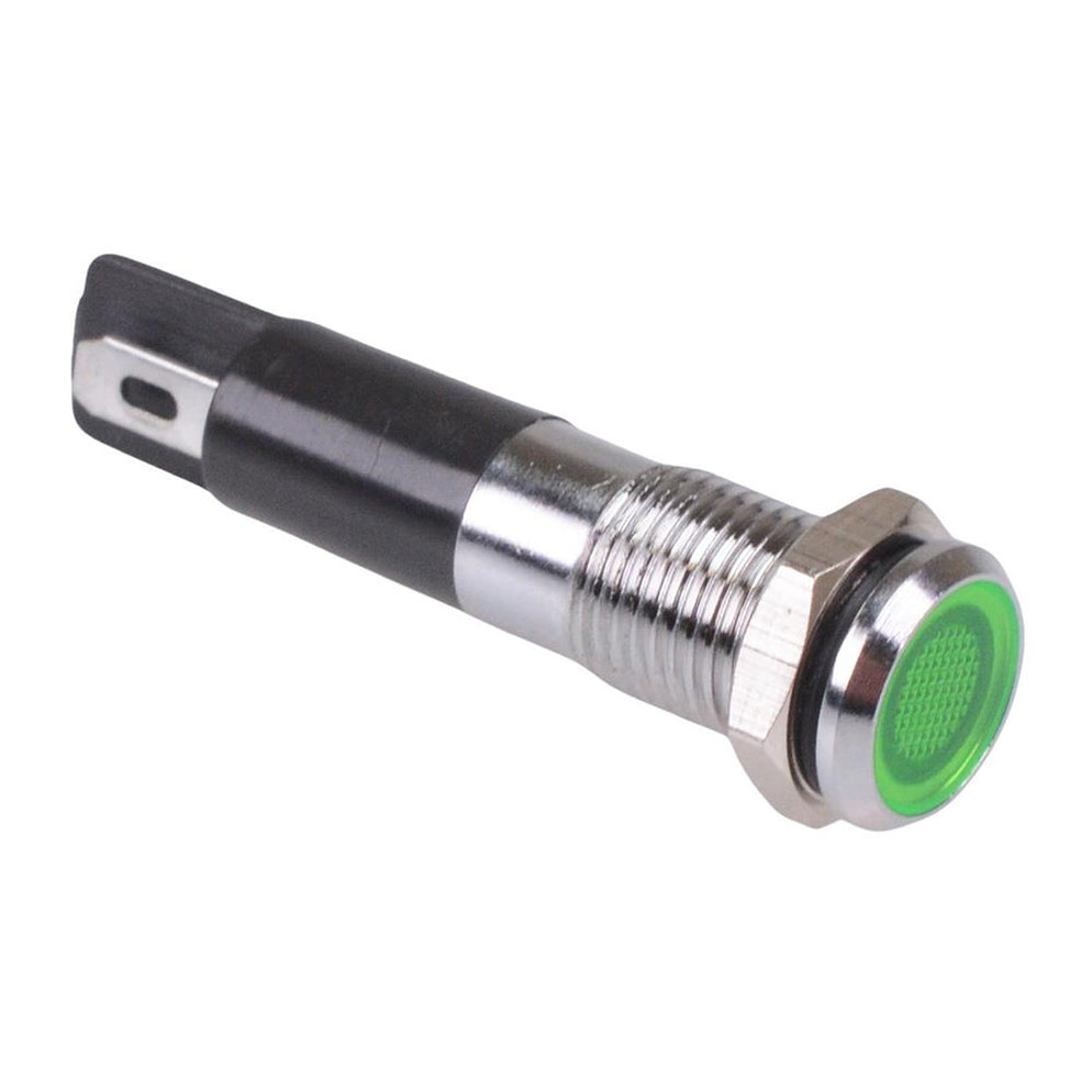 Green LED 8mm Metal Panel Indicator Light Flat 24V — Switch Electronics ...