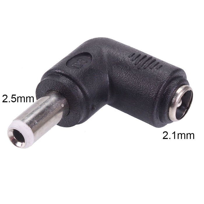 2.1mm x 5.5mm Male to Female 2.5mm x 5.5mm Right Angle Adapter