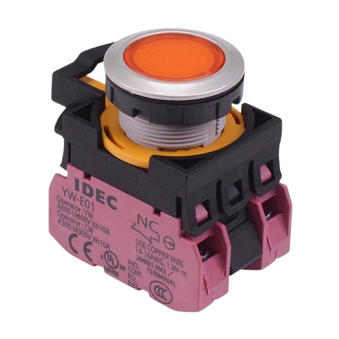CW4L-A1E02Q3A Amber 12V illuminated Maintained Push Button Switch 2NC IP65 IDEC