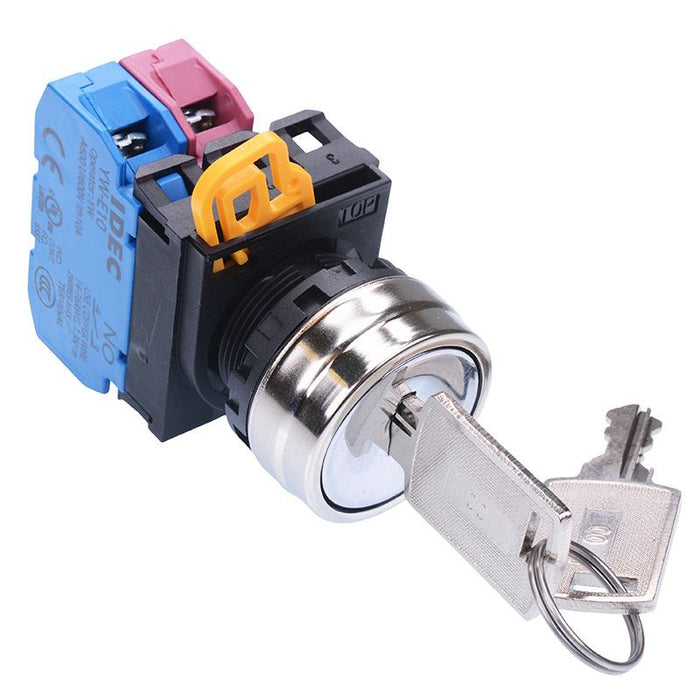 YW4K-3AE11N2 22mm Metal Bezel 3 Position Maintained Key Switch 1NO-1NC IP65 IDEC