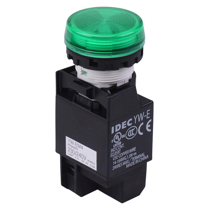 YW1P-1EM42G Green 230V LED Panel Mount Pilot Light Transformer IDEC