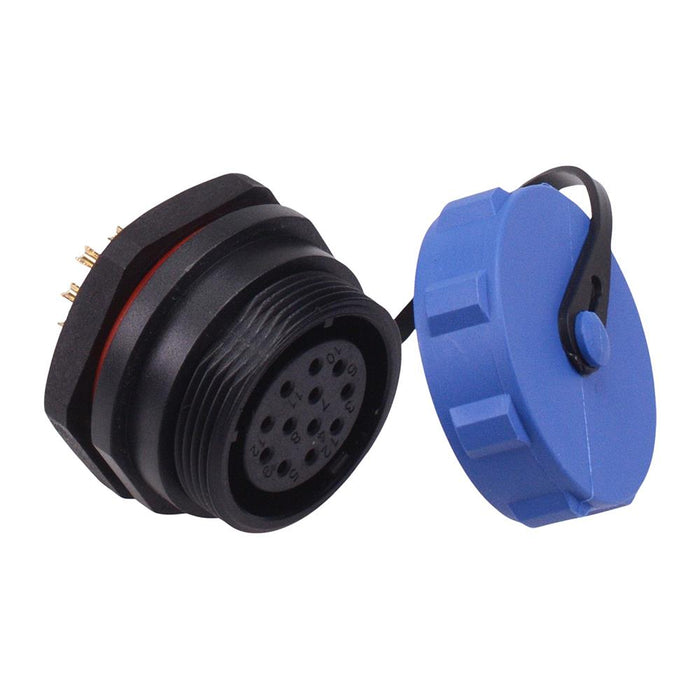 12 Pin Waterproof W21 Female Socket Panel Mount Connector IP68