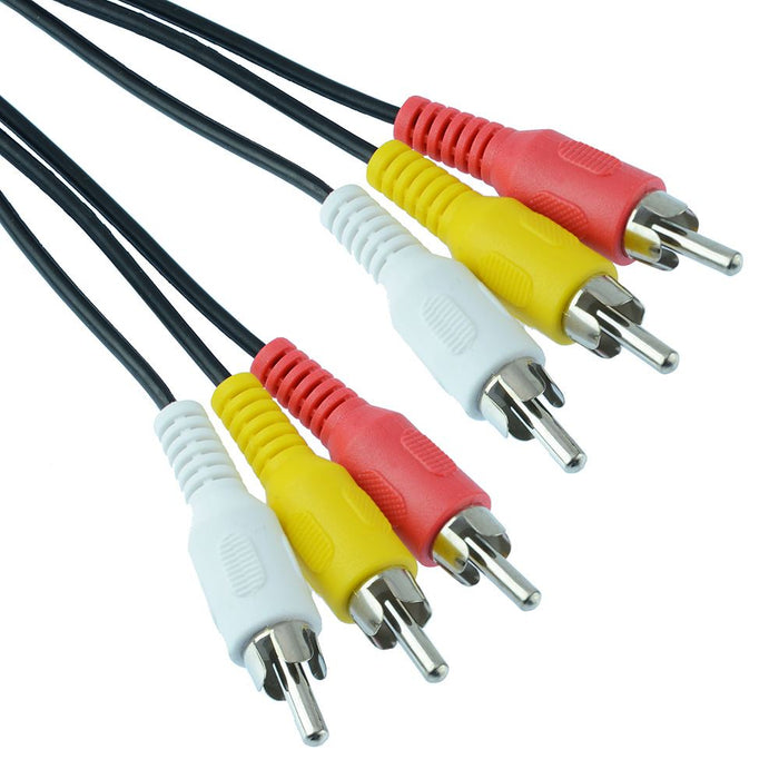 2m 3 RCA Phono Male to Male Audio & Video Cable Lead