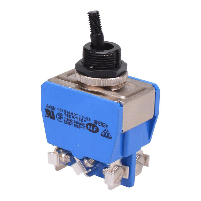646HGX2330 APEM On-On 12mm Toggle Switch DPDT 15A 250VAC