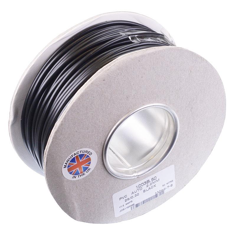 Black 2mm Cable 28/0.30mm 50M Reel