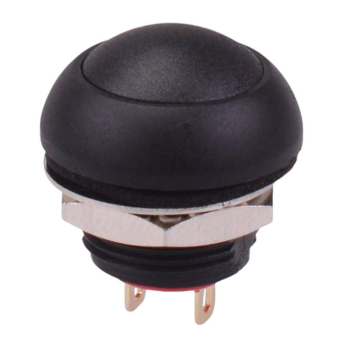 Black Off-(On) Momentary 12mm Round Push Button Switch SPST IP67