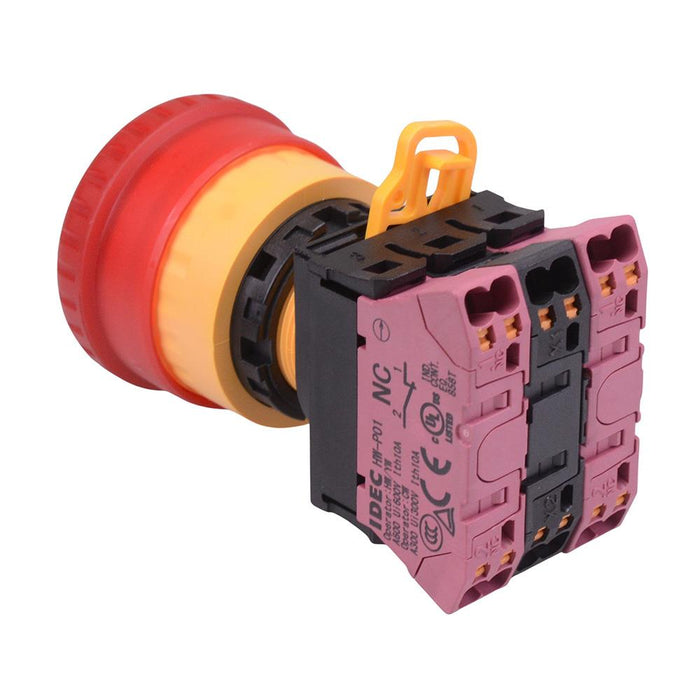 YW1L-V4P02Q4R 24V illuminated 22mm Emergency Stop Switch Push-In Terminals 2NC IDEC
