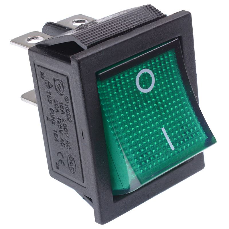Green illuminated Large On-Off Rocker Switch 230V — Switch Electronics ...