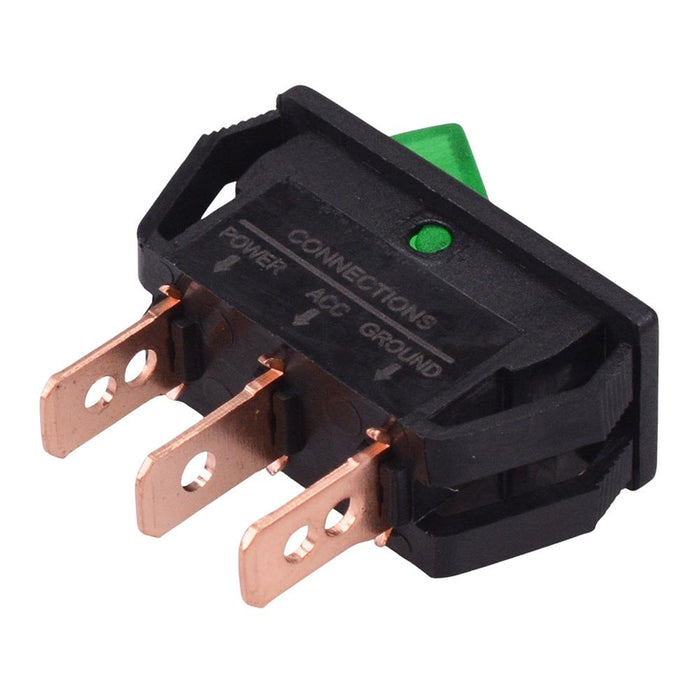 Green 12V illuminated On-Off Rectangle Rocker Switch SPST 20A R13-249B-01