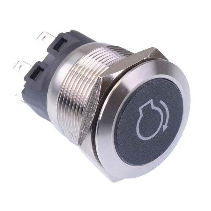 Engine Start' White LED Latching 19mm Vandal Push Button Switch SPDT 12V