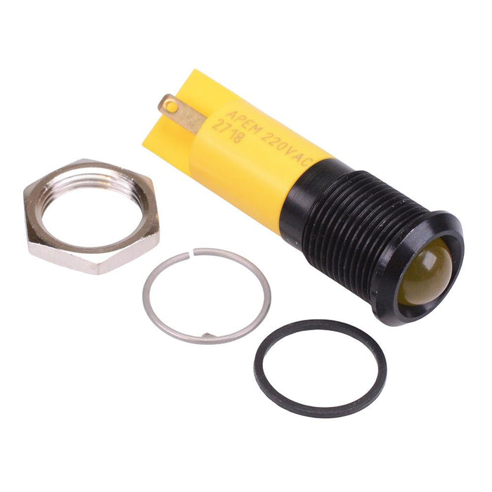 Q14P1BXXHY220E Hyper Bright Yellow Prominent 14mm 220VAC LED Panel Indicator IP67 APEM