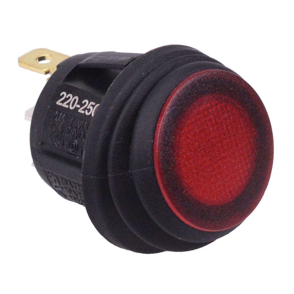 Red Waterproof 230V illuminated 20mm Round Rocker Switch SPST 10A R13 ...