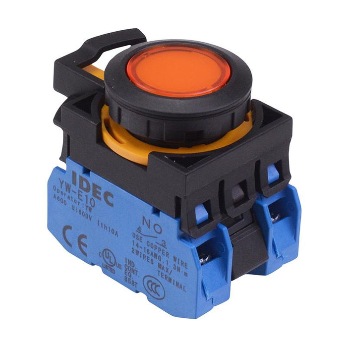CW1L-A1E20Q3A Amber 12V illuminated Maintained Push Button Switch 2NO IP65 IDEC