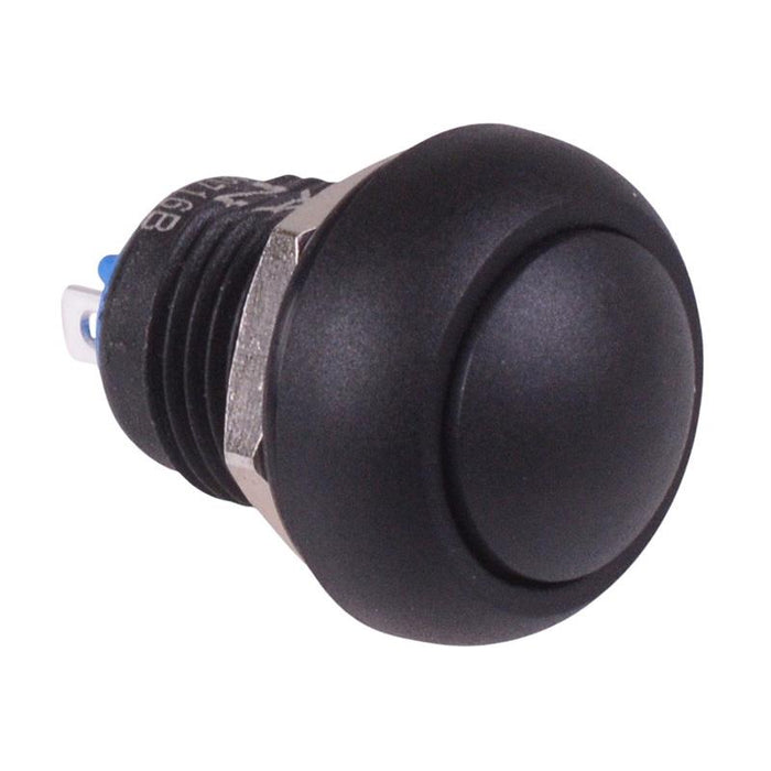 Black On-Off Latching 12mm Waterproof Push Button Switch IP65 SPST