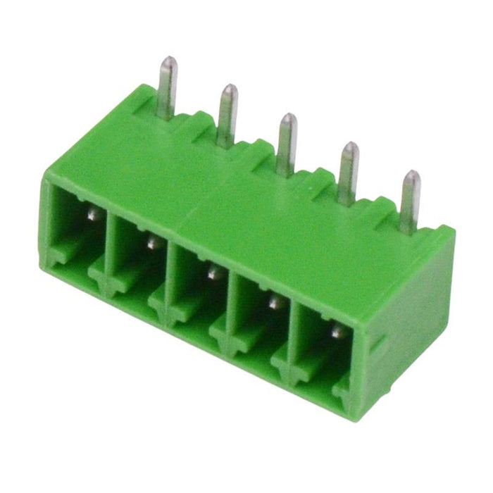 5-Way 3.81mm Horizontal PCB Header Closed Ends Green 10A 300V