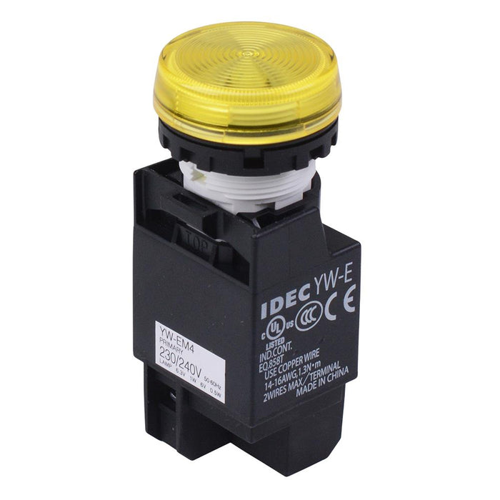 YW1P-1EM42Y Yellow 230V LED Panel Mount Pilot Light Transformer IDEC